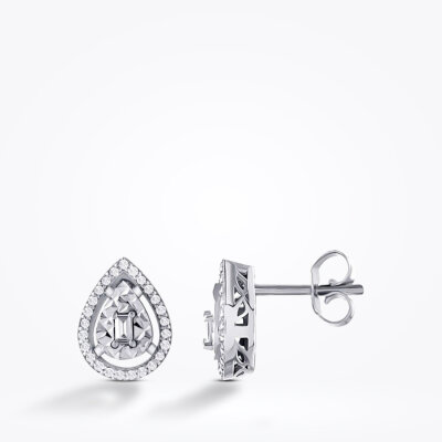0.21 Karat Pırlanta Baget Damla Küpe - Baroni Diamond