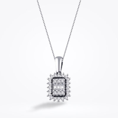 0.21 Karat Pırlanta Baget Kolye - Baroni Diamond (1)