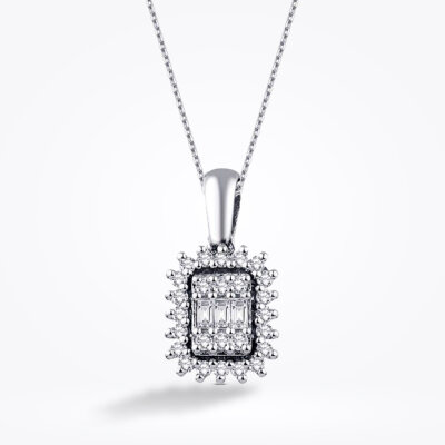 0.21 Karat Pırlanta Baget Kolye - Baroni Diamond