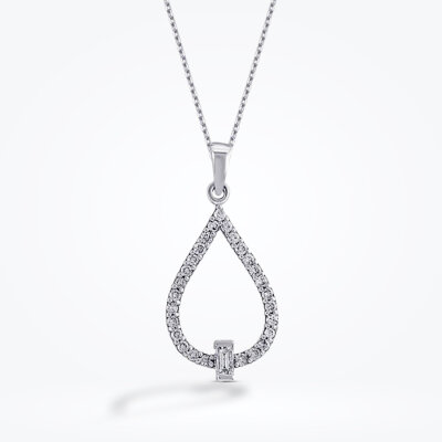 0.22 Karat Pırlanta Baget Kolye - Baroni Diamond