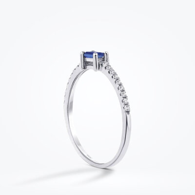 0.22 Karat Pırlanta Baget Safir Yüzük - Baroni Diamond (1)