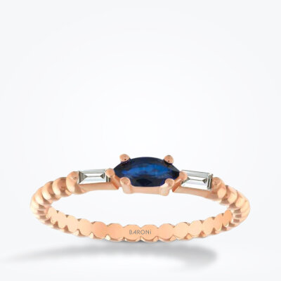0.22 Karat Pırlanta Safir Yüzük - Baroni Diamond