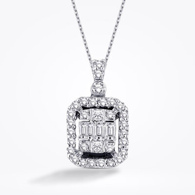 0.24 Karat Pırlanta Baget Kolye - Baroni Diamond