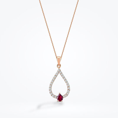 0.24 Karat Pırlanta Yakut Kolye - Baroni Diamond