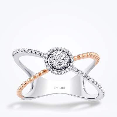 0.25 Karat Pırlanta İki Renk Taşlı Yüzük - Baroni Diamond