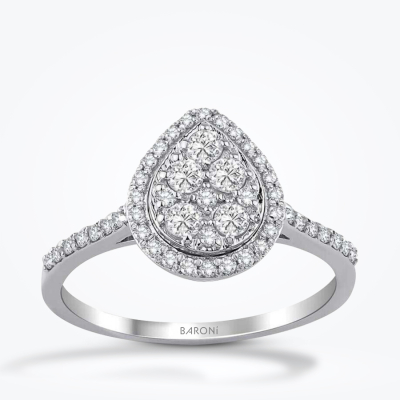0.25 Karat Pırlanta Taşlı Damla Yüzük - Baroni Diamond