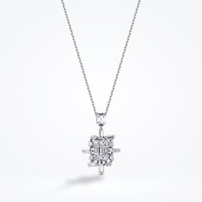 0.26 Karat Pırlanta Baget Kolye - Baroni Diamond (1)