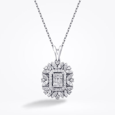 0.26 Karat Pırlanta Baget Kolye - Baroni Diamond