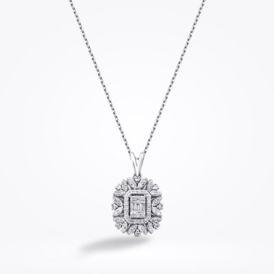 0.26 Karat Pırlanta Baget Kolye - Baroni Diamond (1)