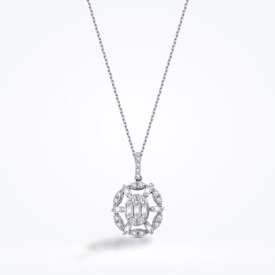 0.26 Karat Pırlanta Baget Kolye - Baroni Diamond (1)