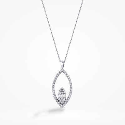 0.27 Karat Pırlanta Baget Kolye - Baroni Diamond (1)