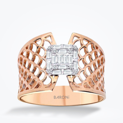 0.27 Karat Pırlanta Baget Rose Yüzük - Baroni Diamond