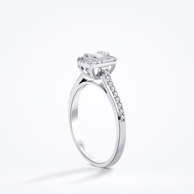 0.27 Karat Pırlanta Yanları Taşlı Baget Yüzük - Baroni Diamond (1)