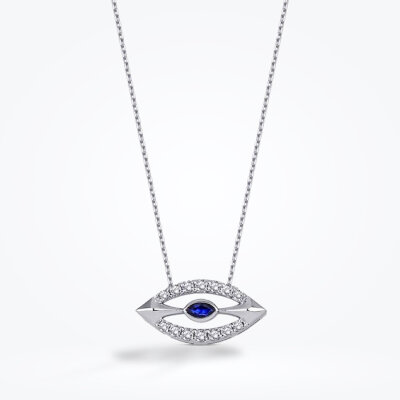 0.29 Karat Pırlanta Safir Kolye - Baroni Diamond