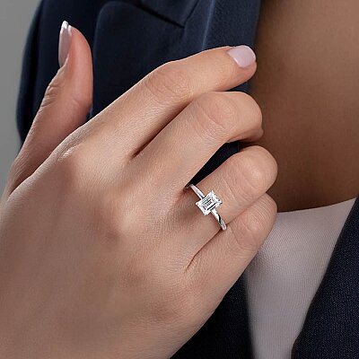 0.30 Karat Pırlanta Emerald Tektaş Yüzük - Baroni Diamond (1)