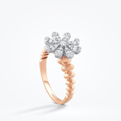 0.31 Karat Pırlanta Baget Çiçek Yüzük - Baroni Diamond (1)