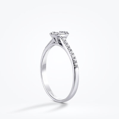 0.32 Karat Pırlanta Yanları Taşlı Baget Yüzük - Baroni Diamond (1)