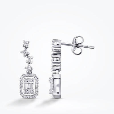 0.33 Karat Pırlanta Baget Küpe - Baroni Diamond