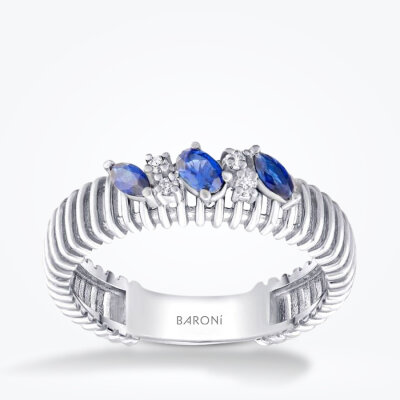 0.33 Karat Pırlanta Safir Yüzük - Baroni Diamond