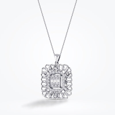 0.34 Karat Pırlanta Baget Kolye - Baroni Diamond (1)