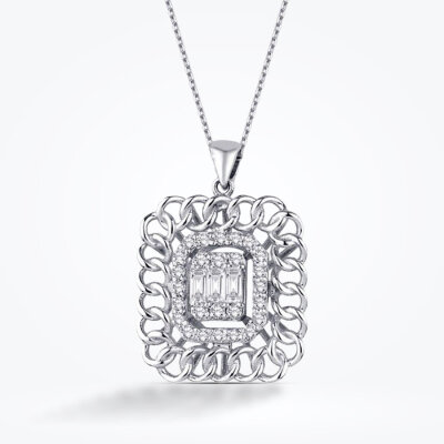 0.34 Karat Pırlanta Baget Kolye - Baroni Diamond