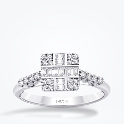 0.34 Karat Pırlanta Baget Yüzük - Baroni Diamond