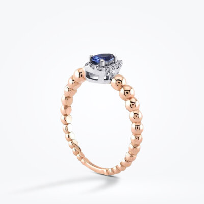 0.34 Karat Pırlanta Damla Safir Yüzük - Baroni Diamond (1)