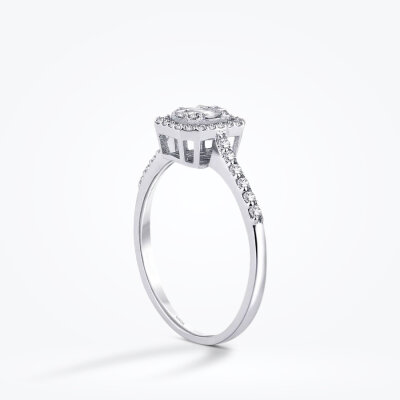 0.35 Karat Pırlanta Yanları Taşlı Baget Yüzük - Baroni Diamond (1)