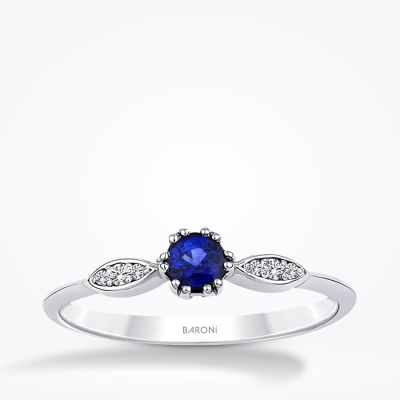 0.35 Karat Pırlanta Safir Yüzük - Baroni Diamond