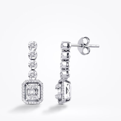 0.37 Karat Pırlanta Baget Küpe - Baroni Diamond