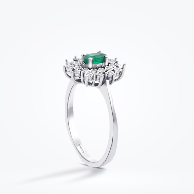 0.36 Karat Pırlanta Lotus Zümrüt Yüzük - Baroni Diamond (1)
