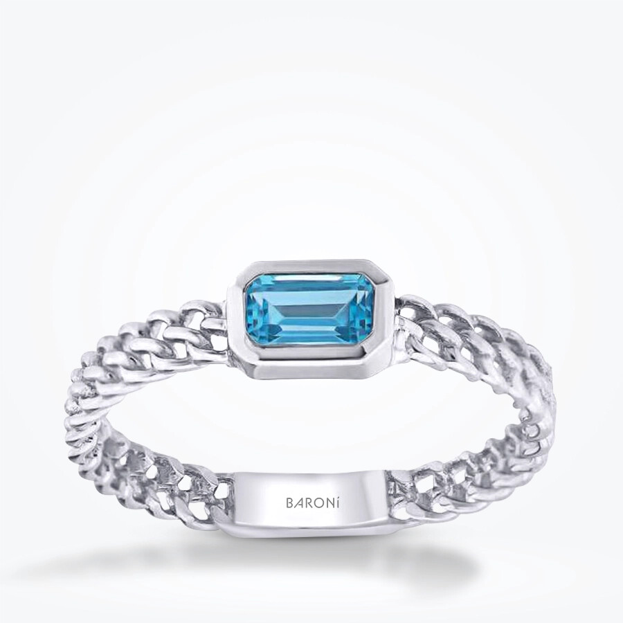 0.37 Karat Blue Topaz Yüzük - Baroni Diamond