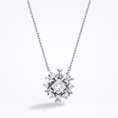 0.37 Karat Pırlanta Baget Çiçek Kolye - Baroni Diamond