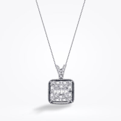 0.37 Karat Pırlanta Baget Kolye - Baroni Diamond (1)