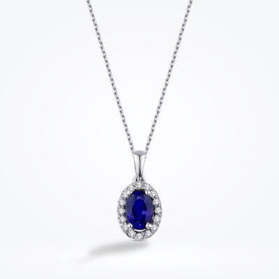 0.37 Karat Pırlanta Safir Kolye - Baroni Diamond (1)