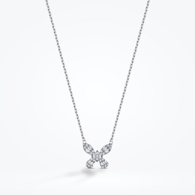 0.38 Karat Pırlanta Baget Kelebek Kolye - Baroni Diamond (1)