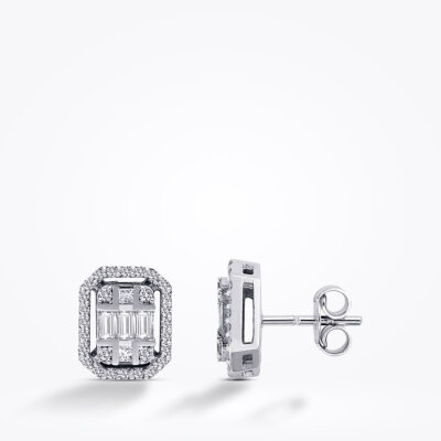 0.38 karat Pırlanta Baget Küpe - Baroni Diamond