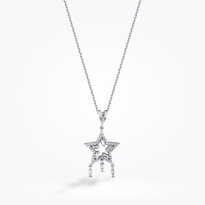 0.38 Karat Pırlanta Baget Yıldız Kolye - Baroni Diamond (1)