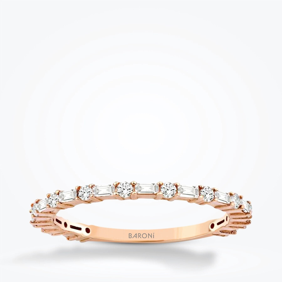 0.38 Karat Pırlanta Rose Yarımtur Yüzük - Baroni Diamond