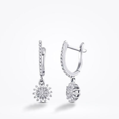 0.39 Karat Pırlanta Baget Çiçek Küpe - Baroni Diamond