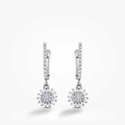0.39 Karat Pırlanta Baget Çiçek Küpe - Baroni Diamond (1)