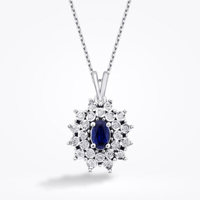 0.39 Karat Pırlanta Safir Kolye - Baroni Diamond (1)