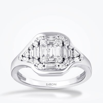 0.40 Karat Pırlanta Baget Trend Yüzük - Baroni Diamond