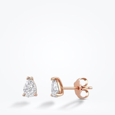 0.40 Karat Pırlanta Damla Tektaş Rose Küpe - Baroni Diamond