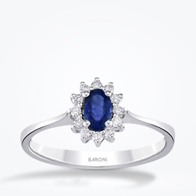 0.40 Karat Pırlanta Oval Safir Yüzük - Baroni Diamond