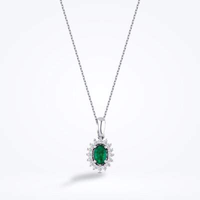 0.40 Karat Pırlanta Zümrüt Kolye - Baroni Diamond