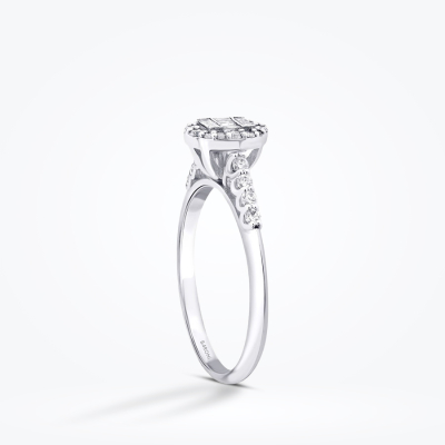 0.41 Karat Pırlanta Yanları Taşlı Baget Oval Yüzük - Baroni Diamond (1)