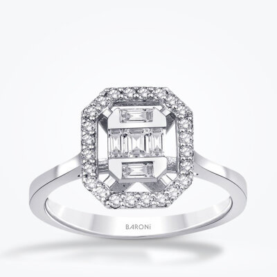 0.42 Karat Pırlanta Baget Yüzük - Baroni Diamond