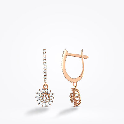 0.42 Karat Pırlanta Çiçek Rose Küpe - Baroni Diamond