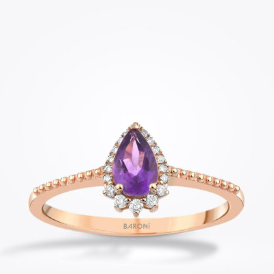 0.43 Karat Pırlanta Ametist Yüzük - Baroni Diamond